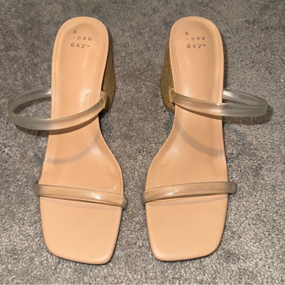 a new day miley pumps clear strap straw heel size 9.5